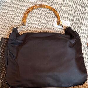 Gucci Black Shoulder Bag with Bamboo Handle